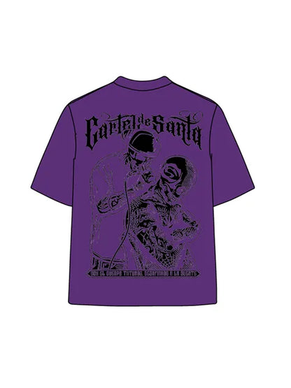 270g Bone Santa Printed Wash Old Cotton T-shirt