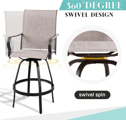 2 Piece Outdoor Patio Swivel Bar Chairs