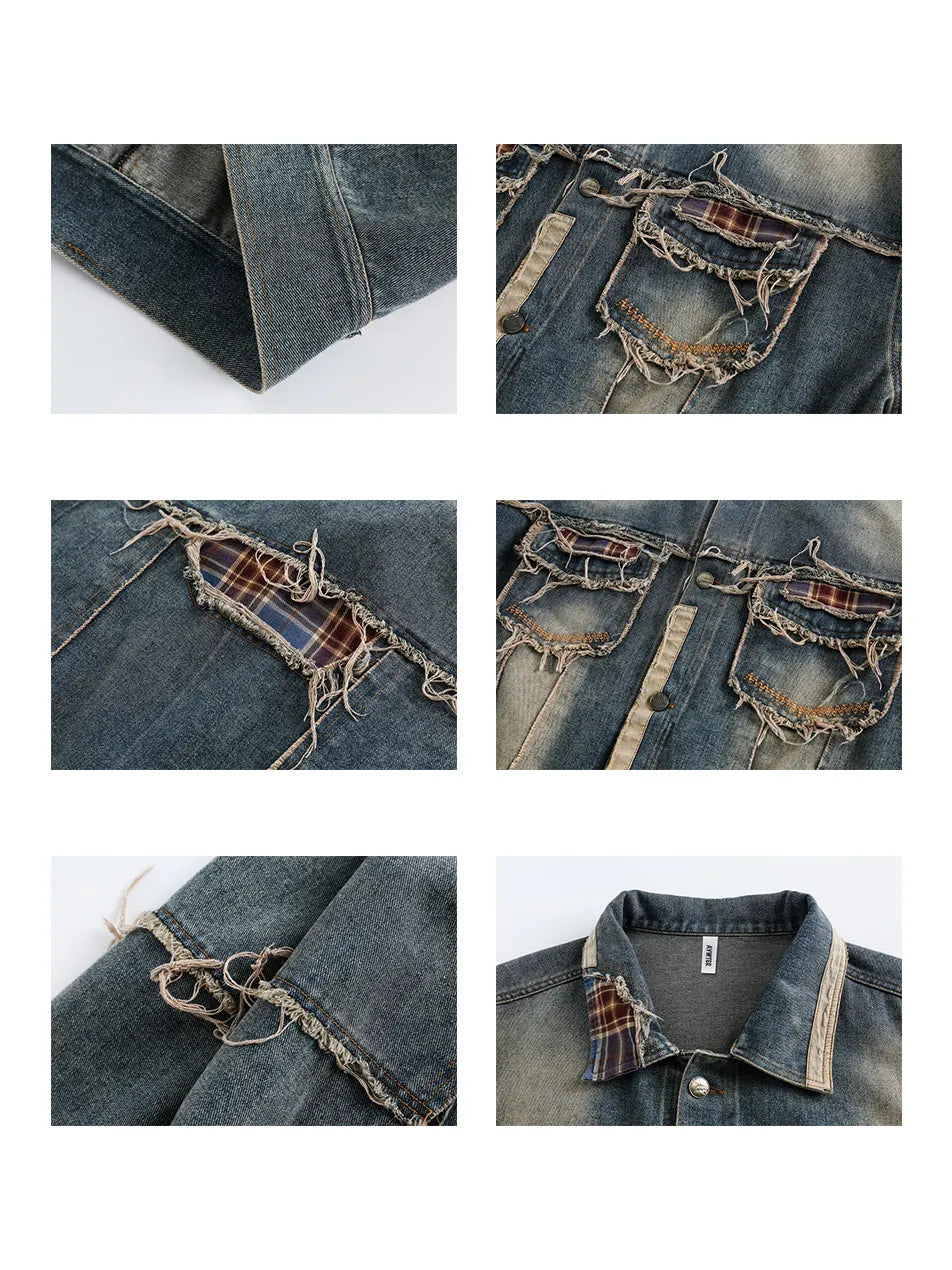 Men's Casual Daily Wear Distressed Denim Jacket