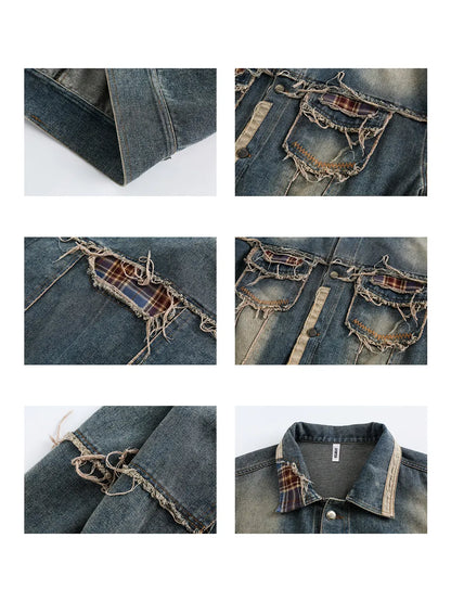 Men's Casual Daily Wear Distressed Denim Jacket