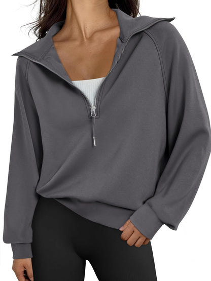 Womens Oversized Sweatshirts Half Zip Pullover Long