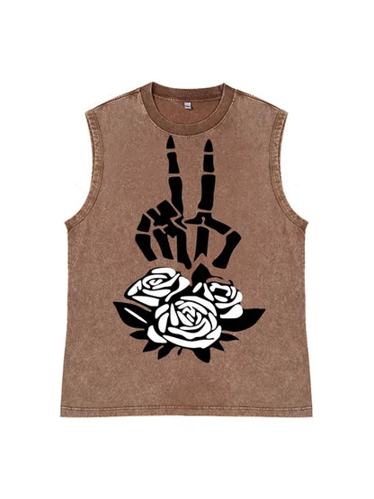 230g Rose Expensive Cotton Wash Old Sleeveless T-shirt for Mom