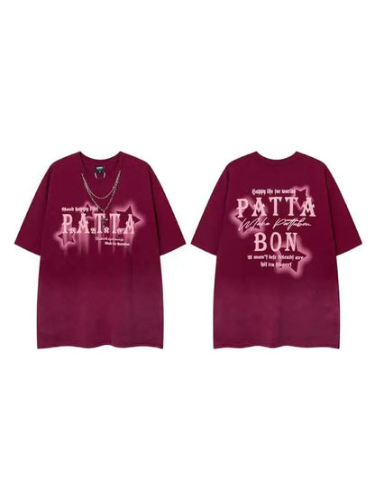 Men's Washed Vintage Graphic Tee With Necklace