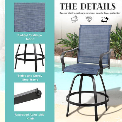 2 Piece Outdoor Patio Swivel Bar Chairs