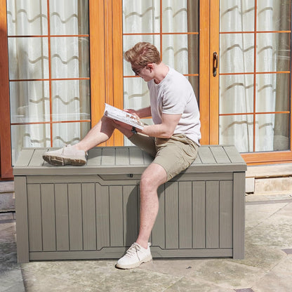 YITAHOME 120 Gallon Large Deck Box Upgraded Resin Outdoor Storage Boxes