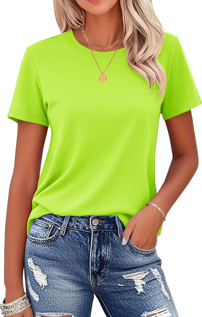Women's Cotton T-Shirts Short-Sleeve Shirts Crew-Neck Tops