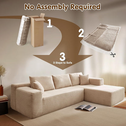 104" Cloud Sectional Couch with L-Shape Chaise