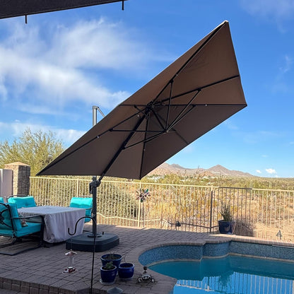 12ft Patio Umbrella with Base Large Outdoor Square Umbrella