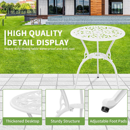 Patio Bistro Set 3 Piece Outdoor Cast Aluminum Outdoor Bistro Table