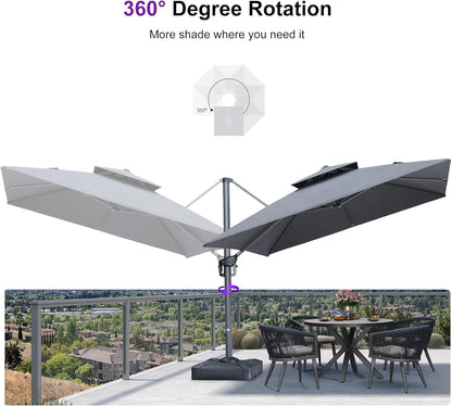 12ft Patio Umbrella with Base Large Outdoor Square Umbrella