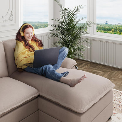 110 Inch U Shaped Sectional Sofa with Double Chaise Black