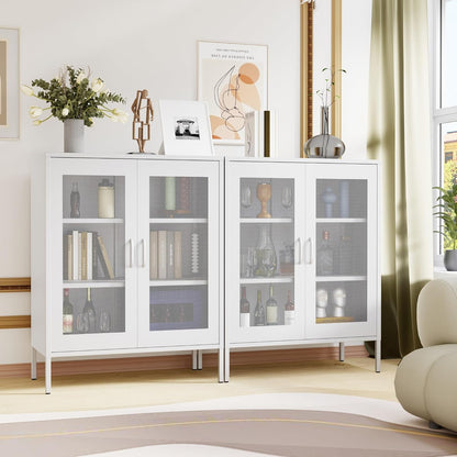 2 Door Storage Sideboard Metal Storage Cabinet with 2 Adjustable Shelf