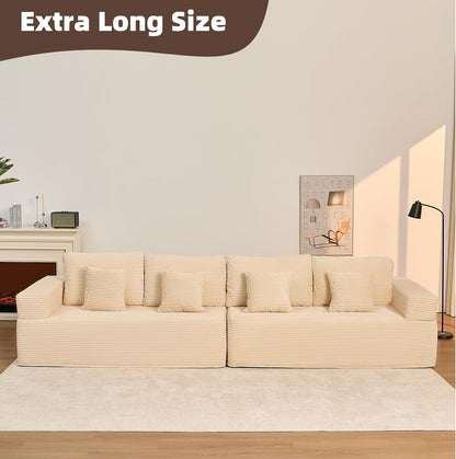 107" Boneless Couch with Deep Seat Cloud Sectional Couch for Living Room