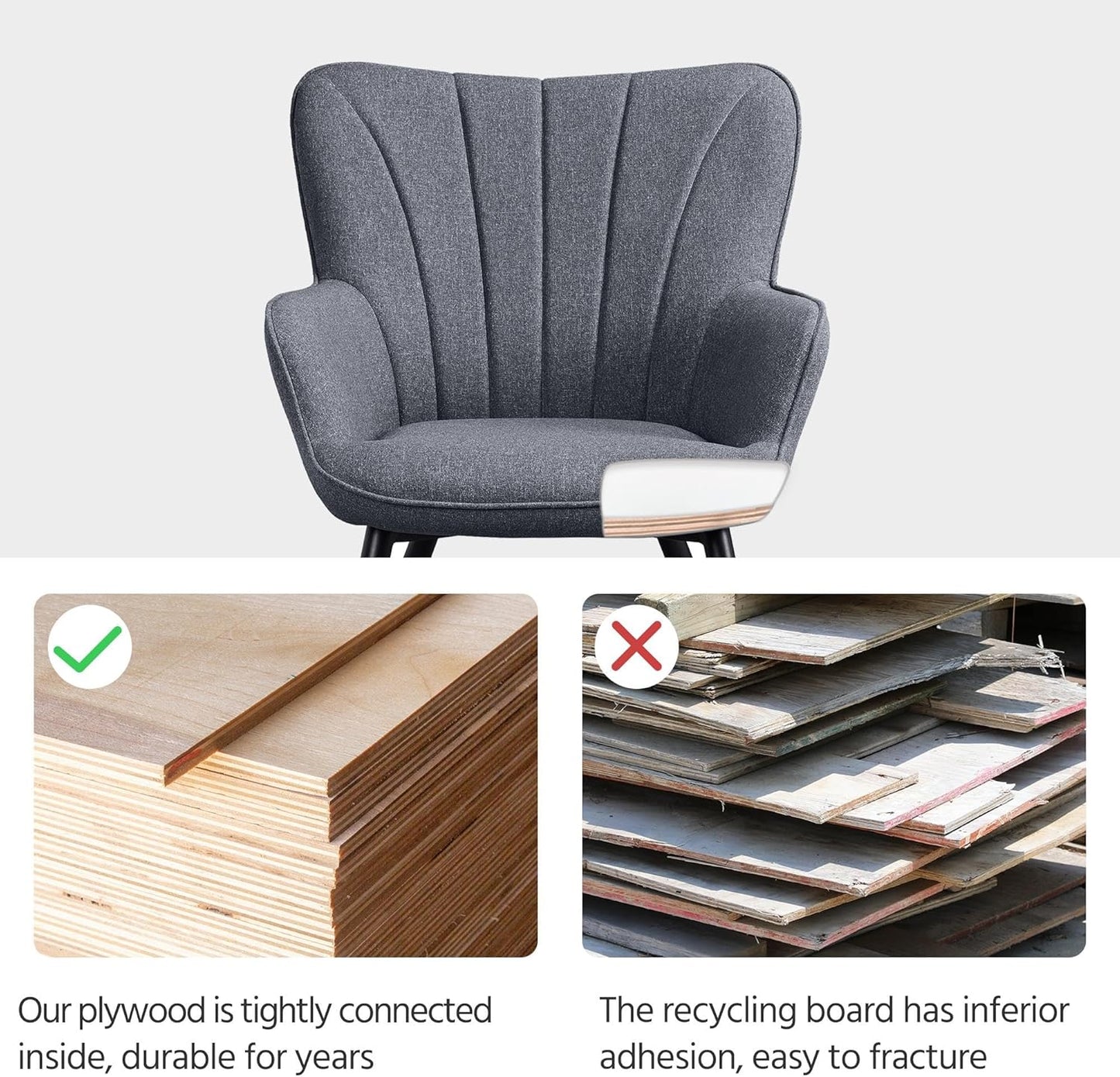 Yaheetech PU Leather Armchair Modern Accent Chair with Metal Legs