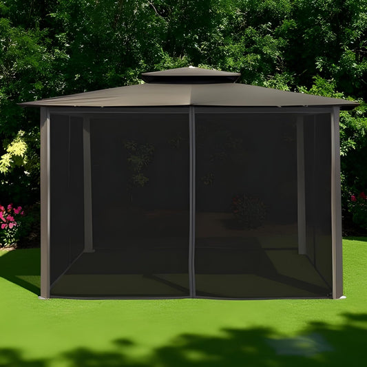 10' x 12' Outdoor Soft Top Gazebo Bronze Frame Grey Canopy