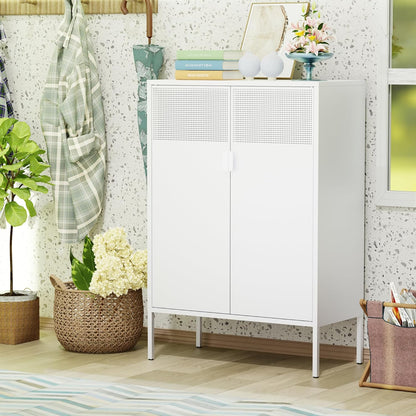 2 Door Storage Sideboard Metal Storage Cabinet with 2 Adjustable Shelf