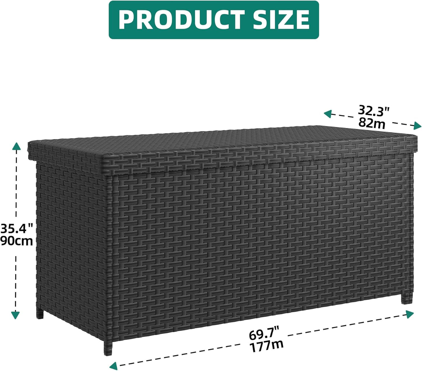 230 Gallon Deck Box XXL Wicker Outdoor Storage Box