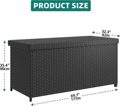 230 Gallon Deck Box XXL Wicker Outdoor Storage Box
