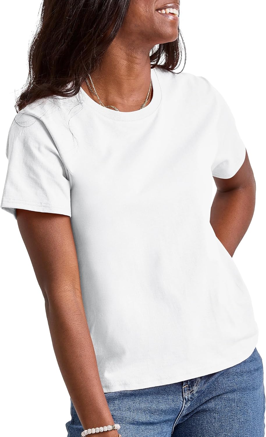 Cotton Crewneck Tee, Classic Fit T-Shirt for Women