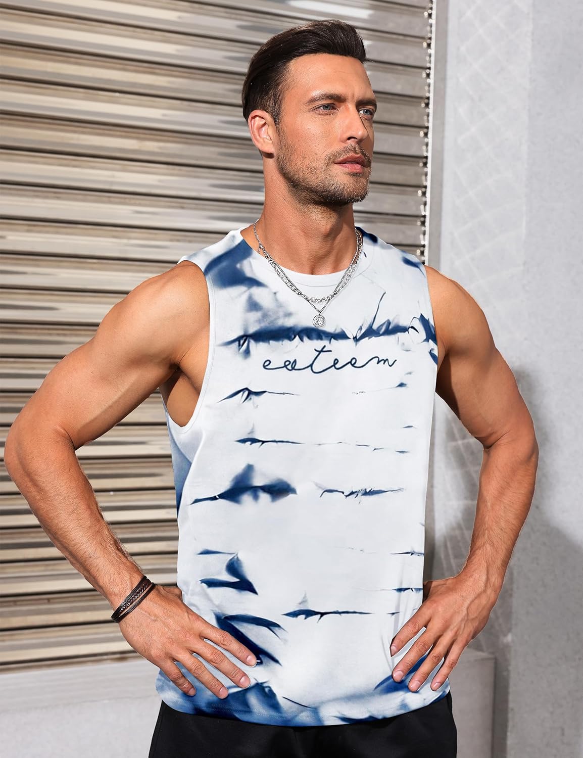 Mens Tank Tops Beach Summer Sleeveless Shirts Graphic Palm Tree Vacation