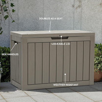 YITAHOME 120 Gallon Large Deck Box Upgraded Resin Outdoor Storage Boxes