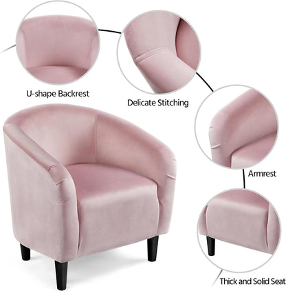 Yaheetech Accent Barrel Chair Boucle Fabric Club Chair
