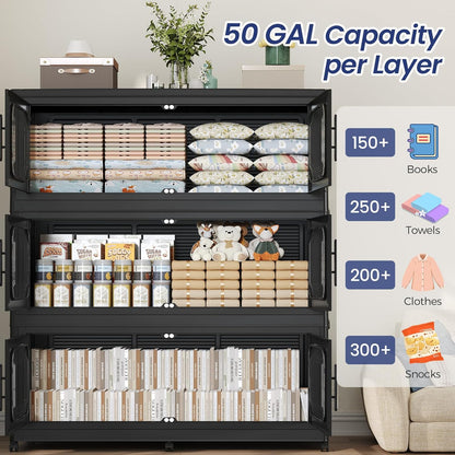 200GAL Extra Large Storage Bins with Lids and Wheels 4 Pack