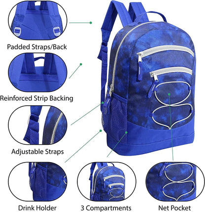 24 Pack 17 Inch Kids Backpacks in 20 Assorted Colors and Prints
