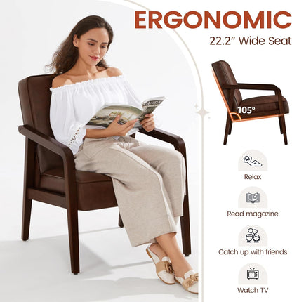 Yaheetech Accent Chair Armchair with Strong Wood Frame