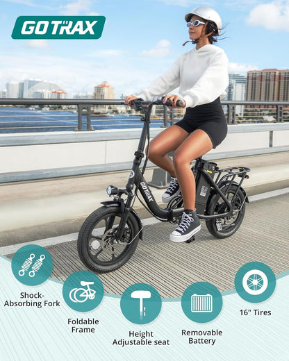 Gotrax 16" Folding E-Bike with Removable Battery 28 Mile Range