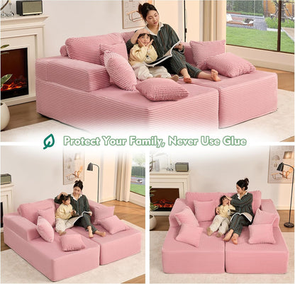 107" Boneless Couch with Deep Seat Cloud Sectional Couch for Living Room