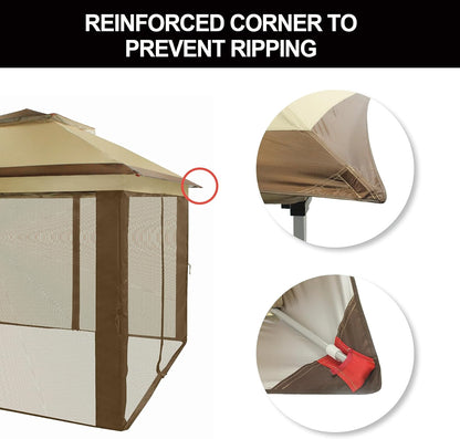 13x13 Pop Up Gazebo Canopy Tent with Wheeled Storage Bag Grey