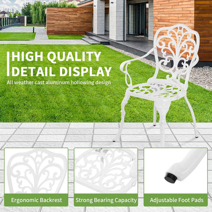 Patio Bistro Set 3 Piece Outdoor Cast Aluminum Outdoor Bistro Table