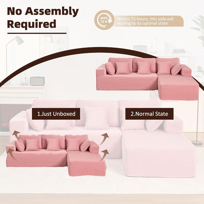107" Boneless Couch with Deep Seat Cloud Sectional Couch for Living Room