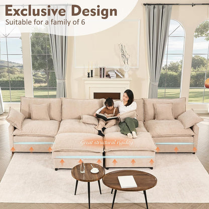 108" U Shaped Couch Modular Sectional Sofa