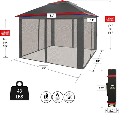 13x13 Pop Up Gazebo Canopy Tent with Wheeled Storage Bag Grey