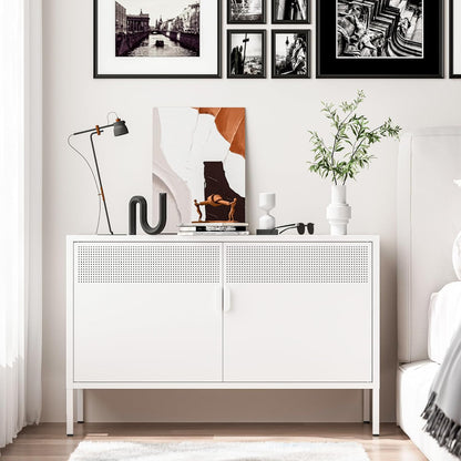 2 Door Storage Sideboard Metal Storage Cabinet with 2 Adjustable Shelf