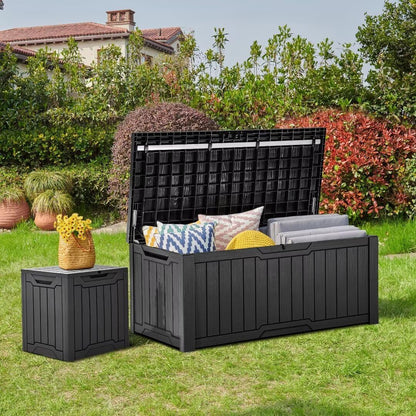 YITAHOME 120 Gallon Large Deck Box Upgraded Resin Outdoor Storage Boxes