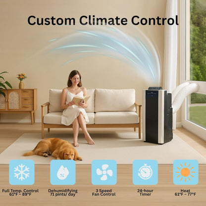 14000 BTU Portable AC Dual Hose 3 in 1 Cooling for 500 SqFt ARC14S with Window Kit