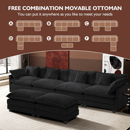 146" U-Shaped Modern Sofa Modular Sectional Cloud Couch