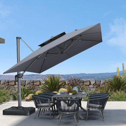12ft Patio Umbrella with Base Large Outdoor Square Umbrella
