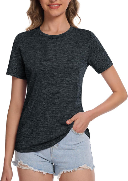 Women's Short Sleeve T Shirts UPF 50+ Sun Protection Athletic Running Workout Tee Tops