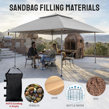 13x13 Pop Up Gazebo Canopy Tent with Wheeled Storage Bag Grey