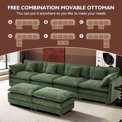 146" U-Shaped Modern Sofa Modular Sectional Cloud Couch