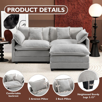 146" U-Shaped Modern Sofa Modular Sectional Cloud Couch