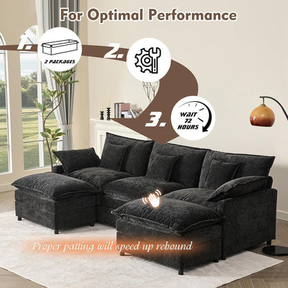 108" U Shaped Couch Modular Sectional Sofa