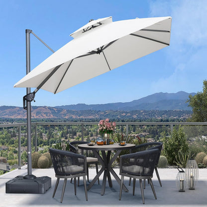 12ft Patio Umbrella with Base Large Outdoor Square Umbrella
