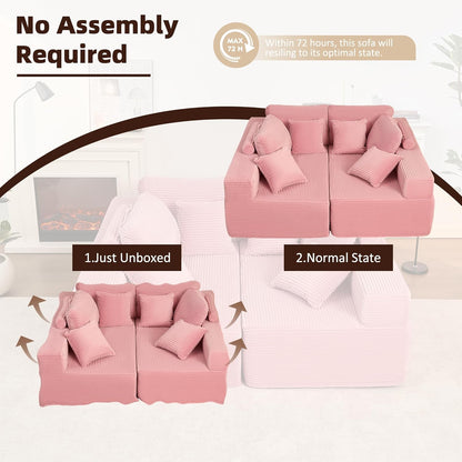 107" Boneless Couch with Deep Seat Cloud Sectional Couch for Living Room