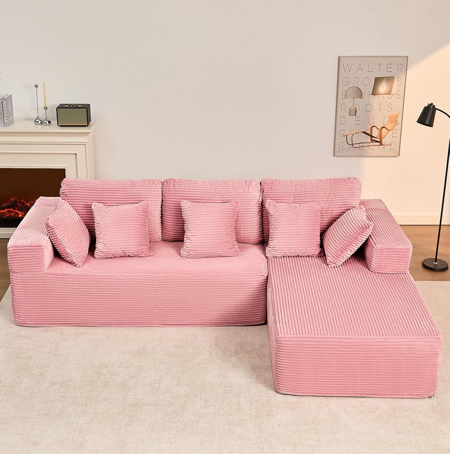 107" Boneless Couch with Deep Seat Cloud Sectional Couch for Living Room