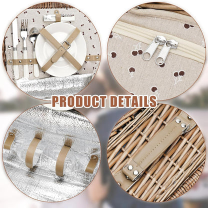 19Pcs Picnic Basket for 2 with Blanket